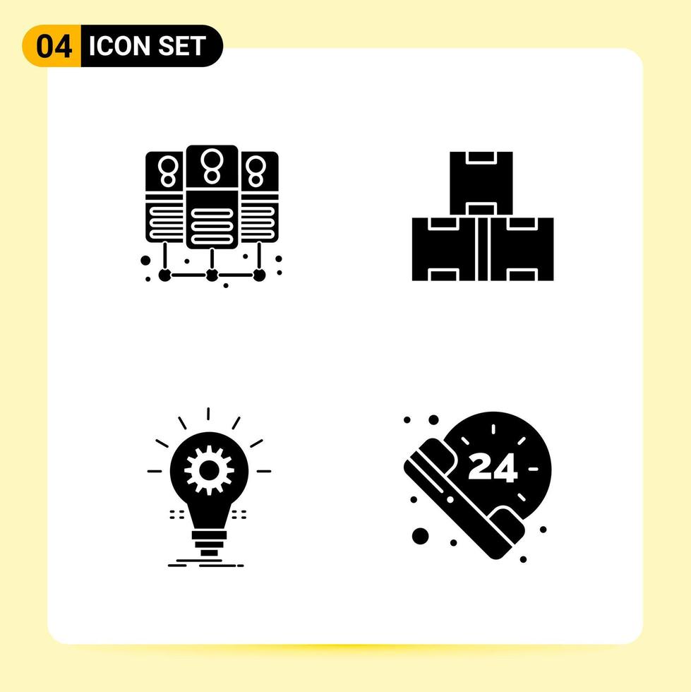 4 kreativ ikoner för modern hemsida design och mottaglig mobil appar 4 glyf symboler tecken på vit bakgrund 4 ikon packa kreativ svart ikon vektor bakgrund