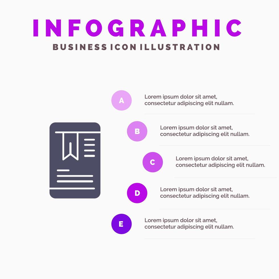 mobil märka en utbildning fast ikon infographics 5 steg presentation bakgrund vektor