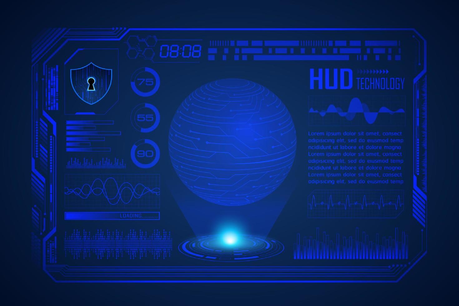 moderner hud-technologie-bildschirmhintergrund vektor