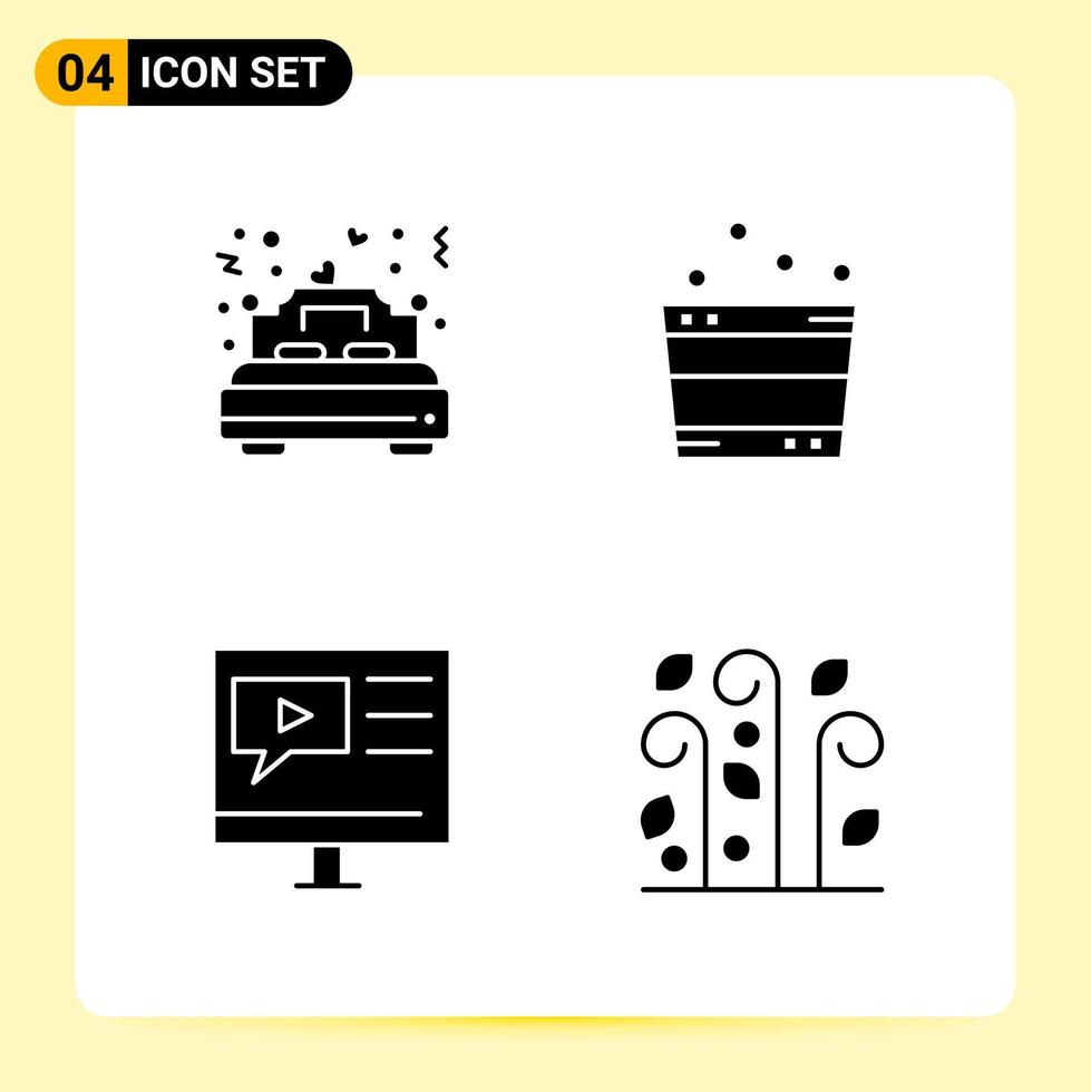 4 kreativ ikoner för modern hemsida design och mottaglig mobil appar 4 glyf symboler tecken på vit bakgrund 4 ikon packa kreativ svart ikon vektor bakgrund