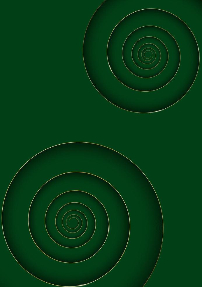 lyxig grön bakgrund med gyllene spiral rader vektor