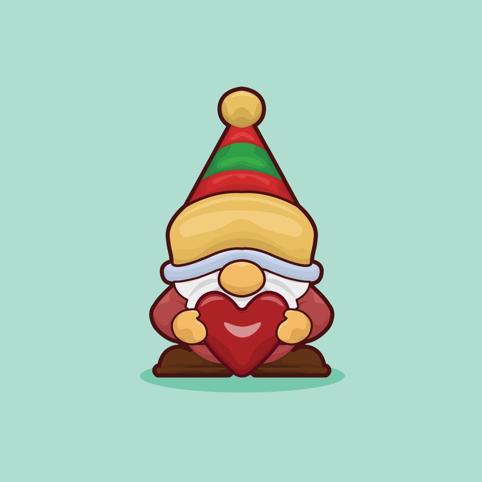 jul gnome med kärlek illustration vektor