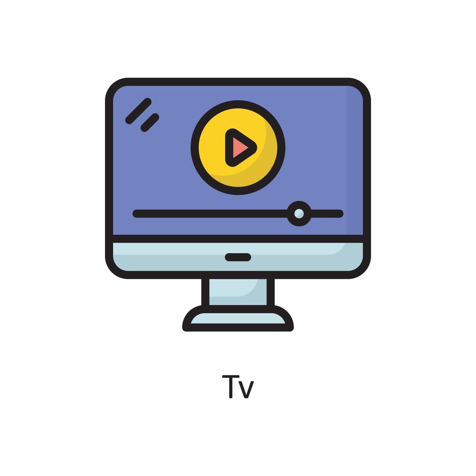 TV-Vektor gefüllte Umriss-Icon-Design-Illustration. Housekeeping-Symbol auf weißem Hintergrund Eps 10-Datei vektor