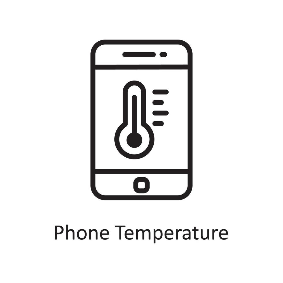 telefon temperatur vektor översikt ikon design illustration. hushållning symbol på vit bakgrund eps 10 fil