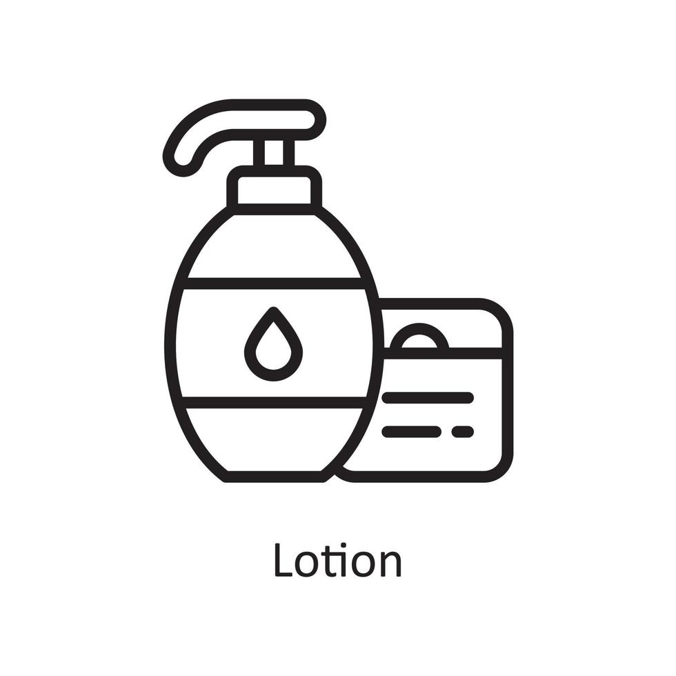 Lotion-Vektor-Gliederung-Icon-Design-Illustration. Housekeeping-Symbol auf weißem Hintergrund Eps 10-Datei vektor