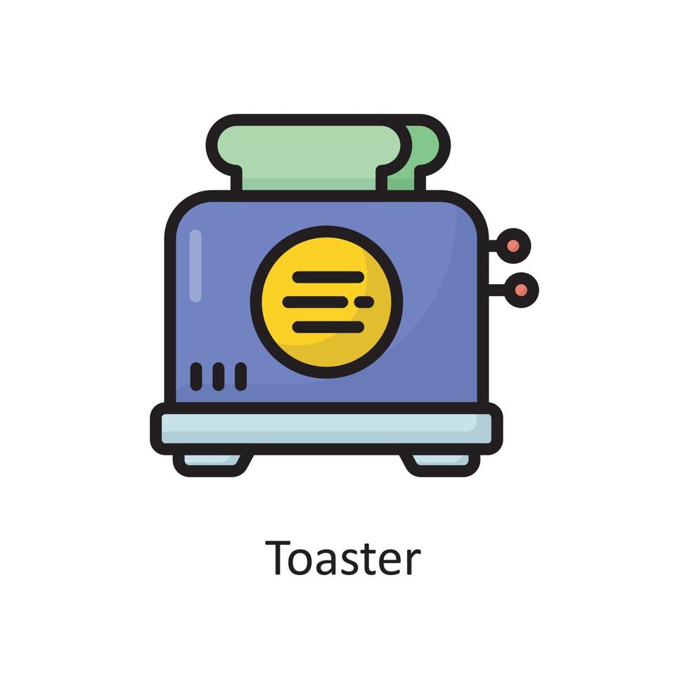 Toaster Vektor gefüllt Umriss Icon Design Illustration. Housekeeping-Symbol auf weißem Hintergrund Eps 10-Datei