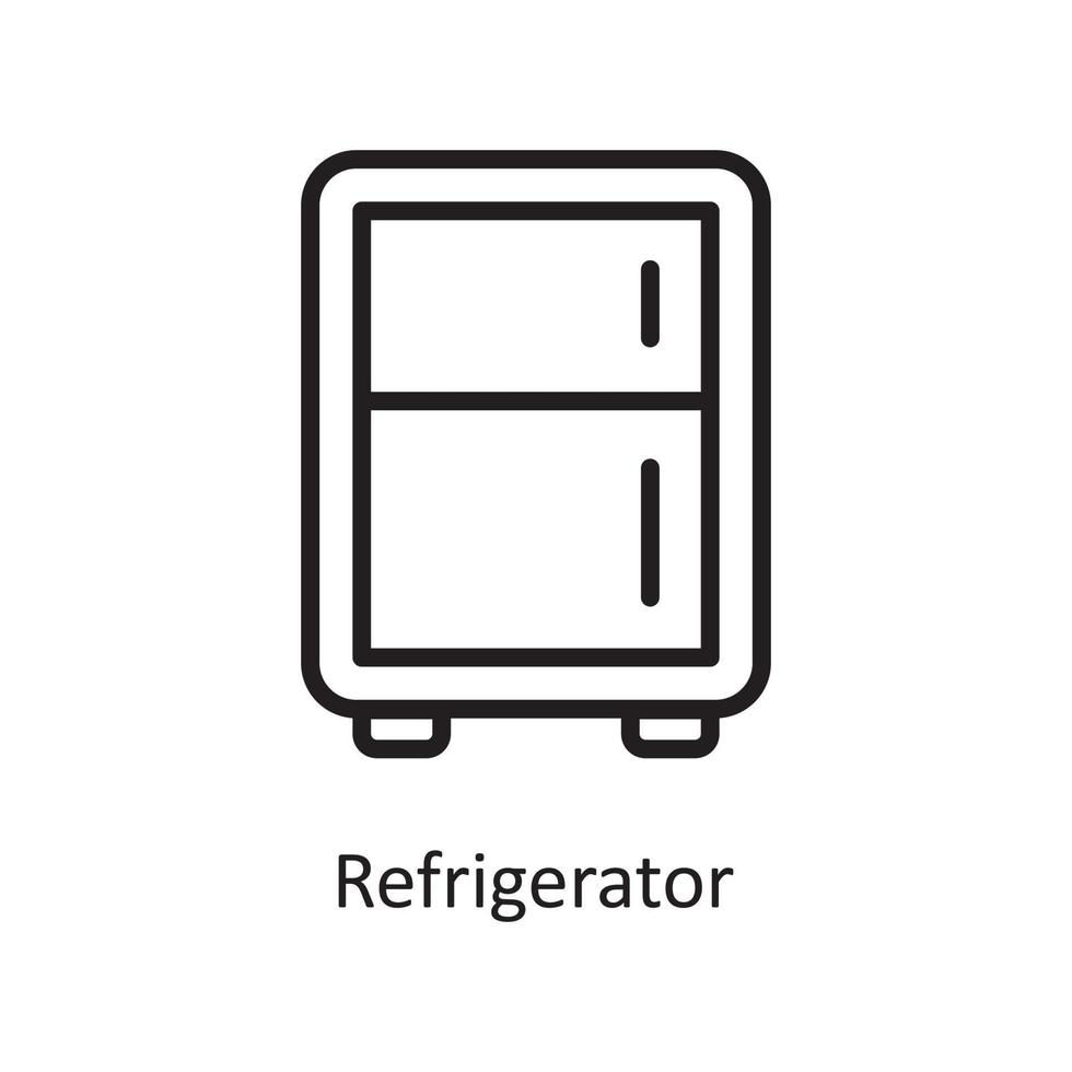 kylskåp vektor översikt ikon design illustration. hushållning symbol på vit bakgrund eps 10 fil