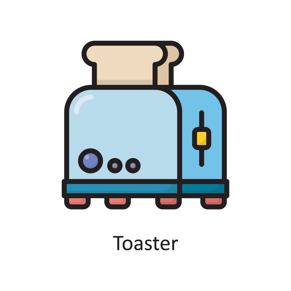 Toaster Vektor gefüllt Umriss Icon Design Illustration. Housekeeping-Symbol auf weißem Hintergrund Eps 10-Datei