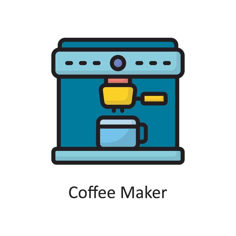 Kaffeemaschine Vektor gefüllt Umriss Icon Design Illustration. Housekeeping-Symbol auf weißem Hintergrund Eps 10-Datei