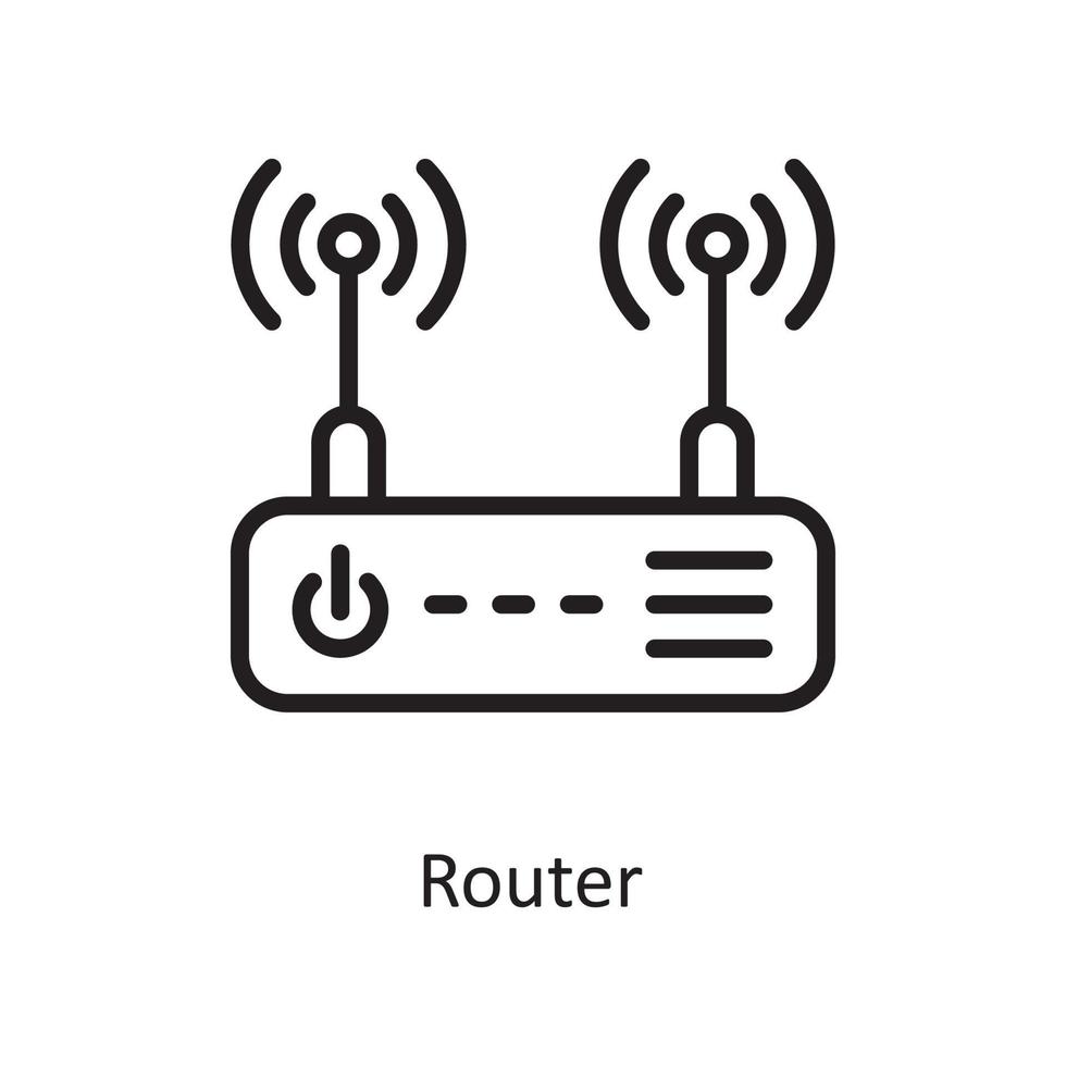 router vektor översikt ikon design illustration. hushållning symbol på vit bakgrund eps 10 fil