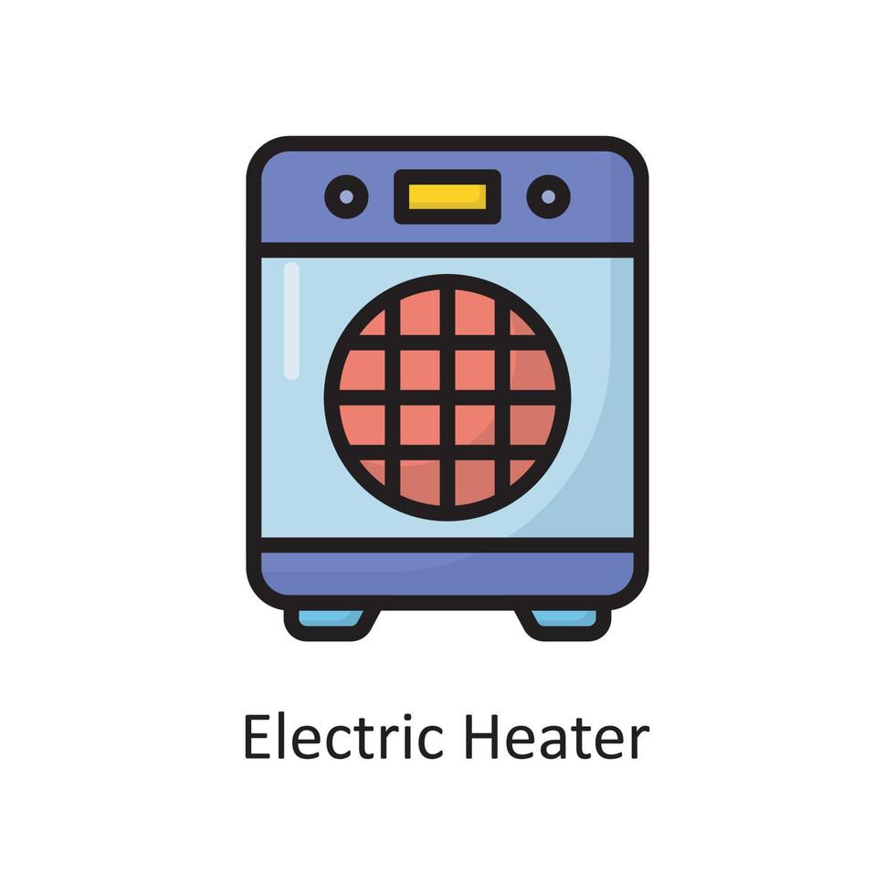 elektrisk värmare vektor fylld översikt ikon design illustration. hushållning symbol på vit bakgrund eps 10 fil