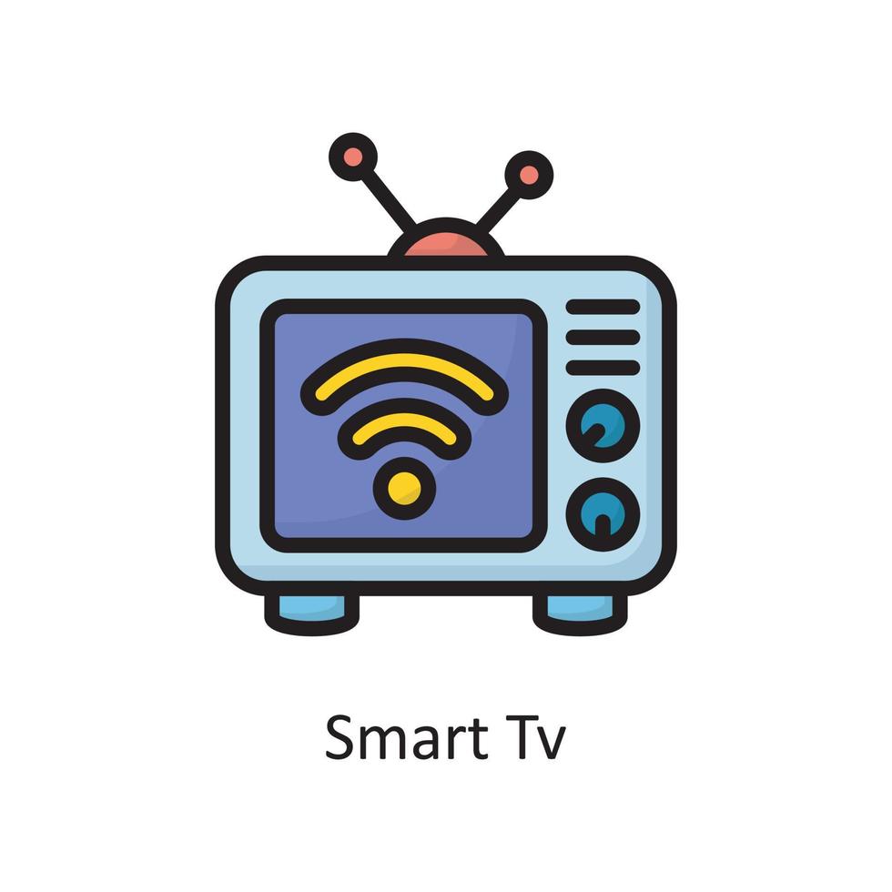smart TV vektor fylld översikt ikon design illustration. hushållning symbol på vit bakgrund eps 10 fil