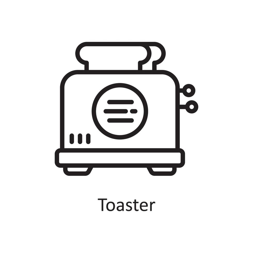 Toaster-Vektor-Gliederung-Icon-Design-Illustration. Housekeeping-Symbol auf weißem Hintergrund Eps 10-Datei vektor