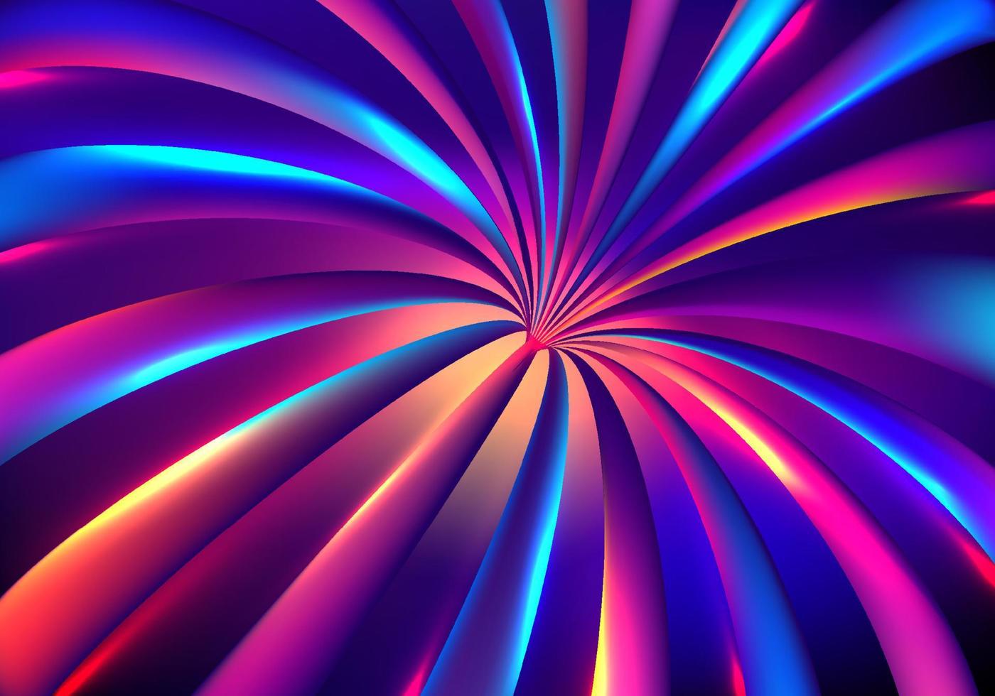 abstraktes digitales technologiekonzept 3d-neonfarben leuchtende lichtstrahlen tunnelgeschwindigkeitsbewegung auf lebendigem farbhintergrund vektor