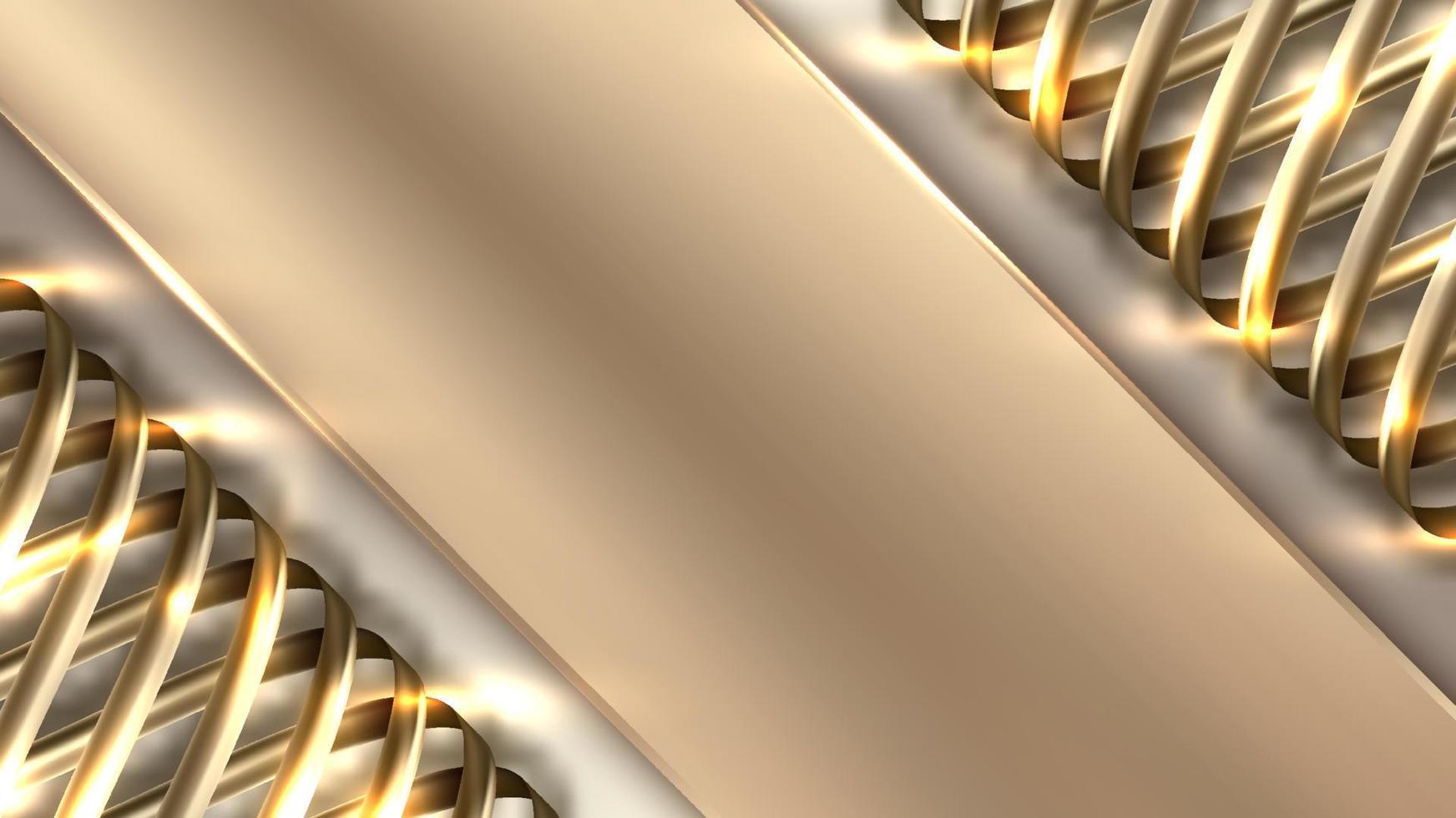 abstrakter hintergrund elegante goldene streifen mit 3d-goldlinien spiralelemente mit glitzernden lichteffekten dekoration luxusstil vektor