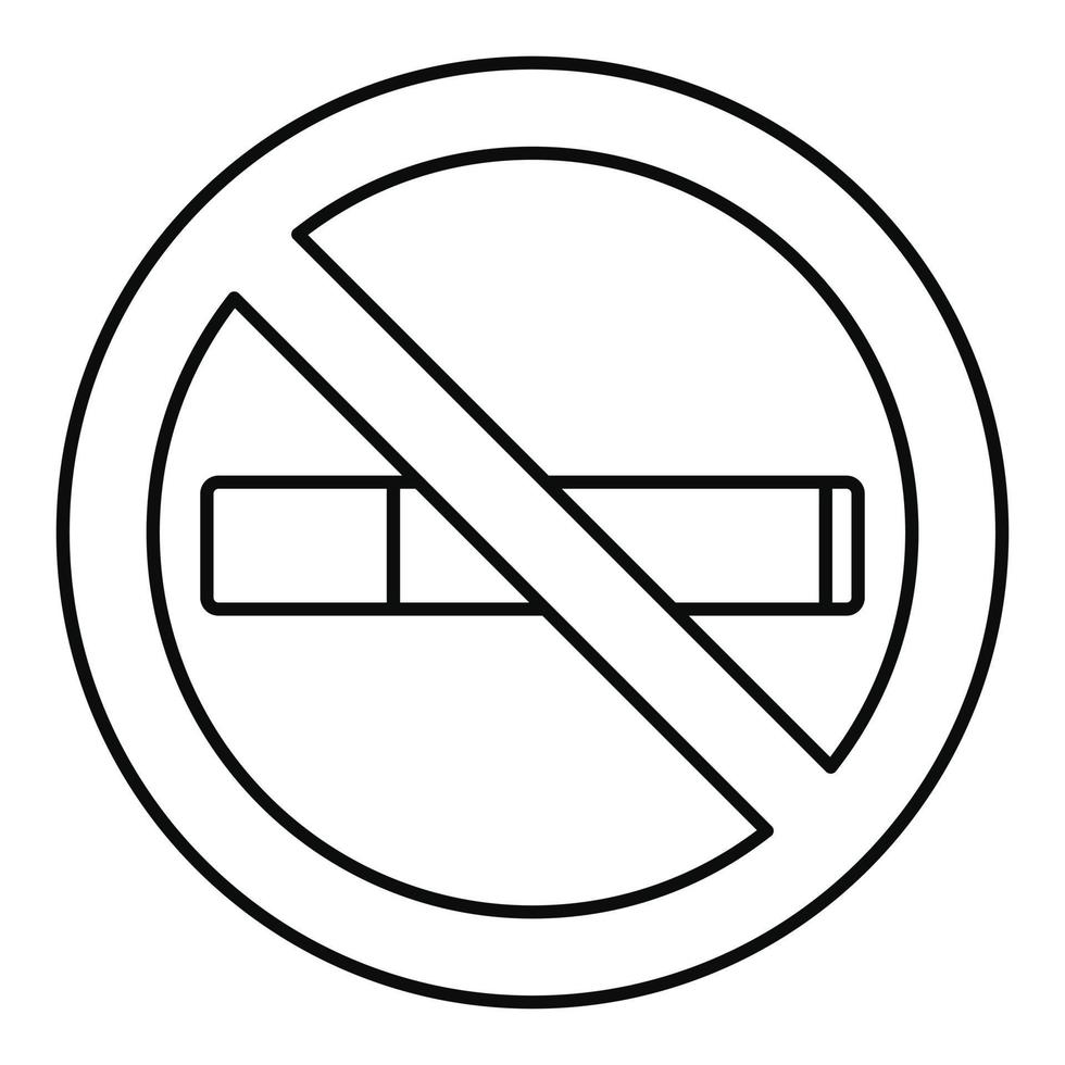 Nej rökning ikon, översikt stil vektor