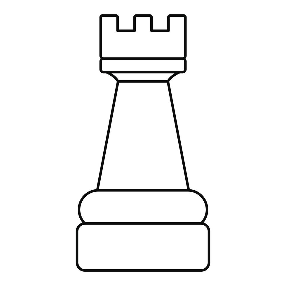 weißes Turmstück-Symbol, Umrissstil vektor