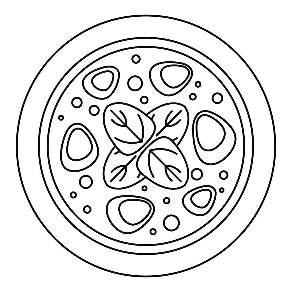 Salami-Fleisch-Pizza-Symbol, Umrissstil vektor