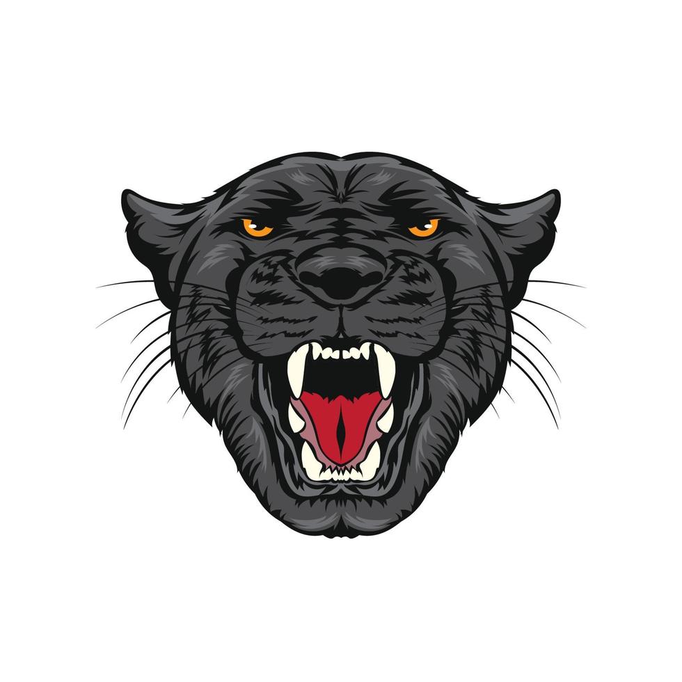 Wütende Panther-Gesichtsvektorillustration im Retro-Comic-Farbstil, perfekt für T-Shirt-Design und Tätowierung sowie Maskottchen-Logo-Design vektor