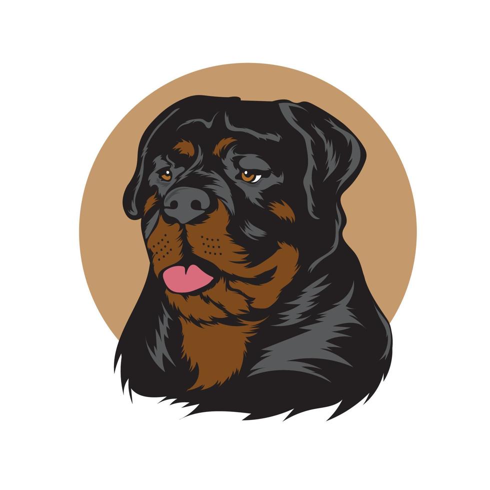 Rottweiler Hundegesicht Vektor Illustration Logo Design, perfekt für Züchter Logo und T-Shirt Design