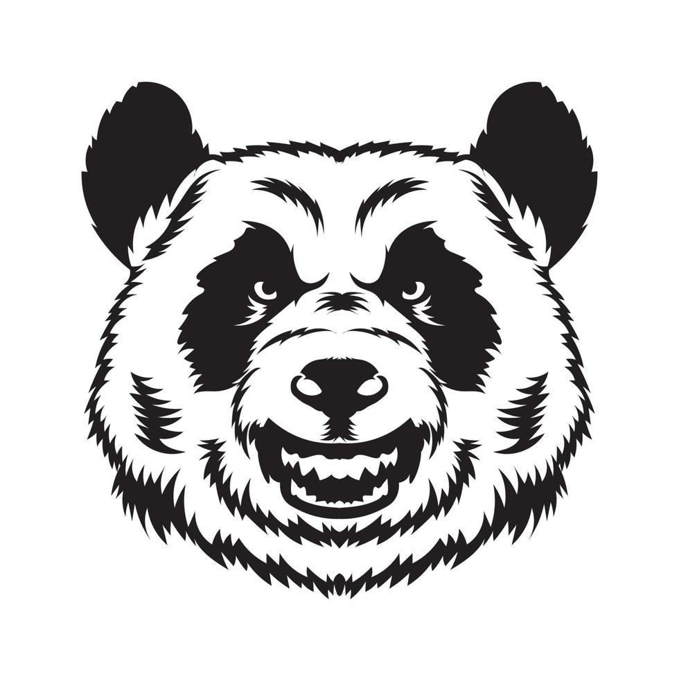 Pandabär wütende Gesichtsvektorillustration, perfekt für Tattoo-, Maskottchen- und T-Shirt-Design vektor