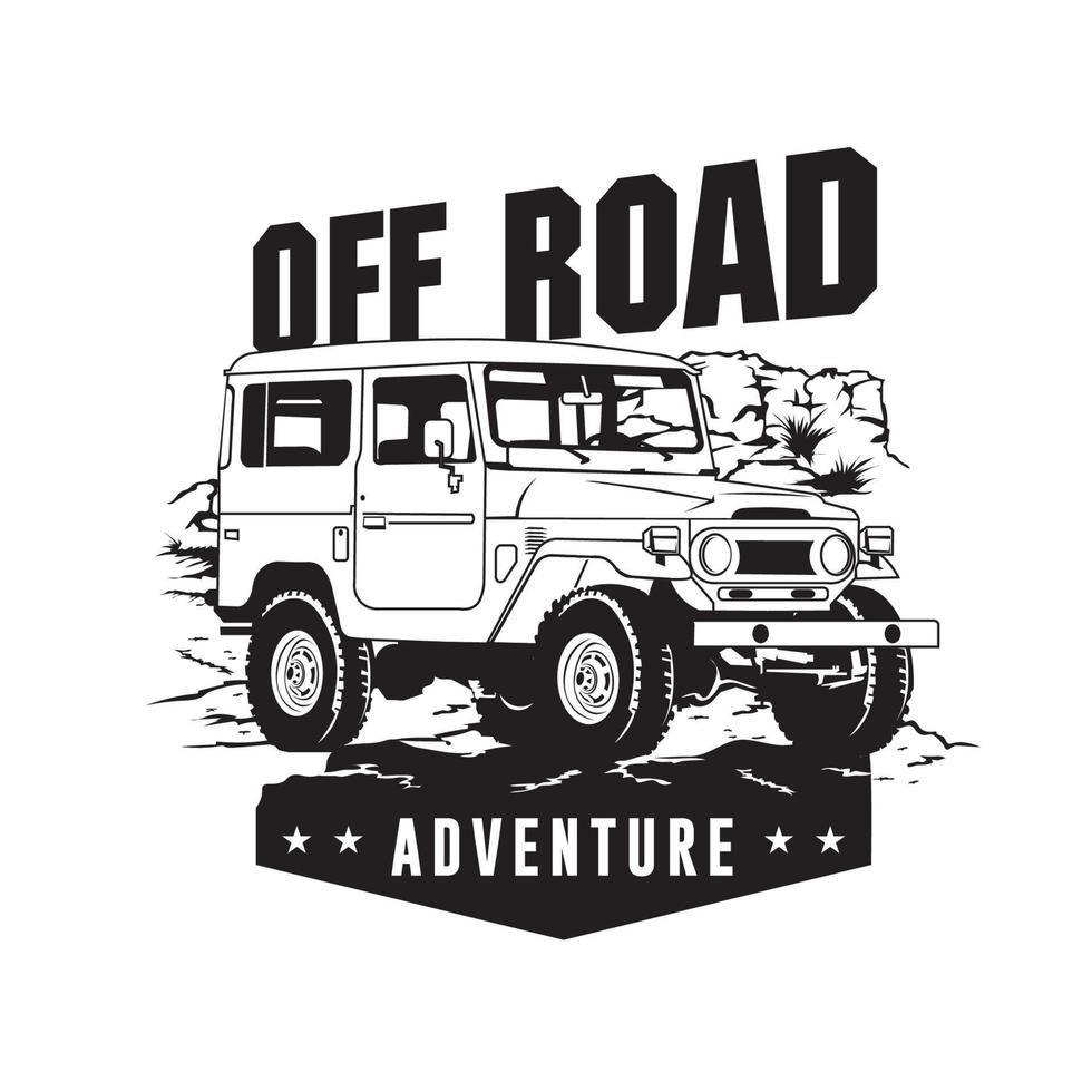 Offroad-Abenteuer-Vektorillustration in Vintage-Farbe, perfekt für Offroad-Club- und Event-Logo, auch T-Shirt-Design vektor