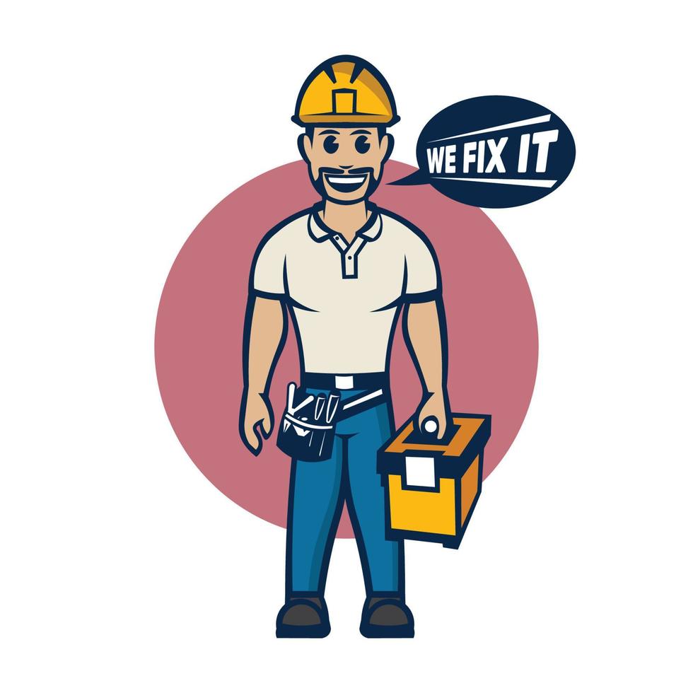 Handwerker Arbeiter Vektor Illustration Logo im Retro-Stil, perfekt für Home Repair Services Firmenlogo