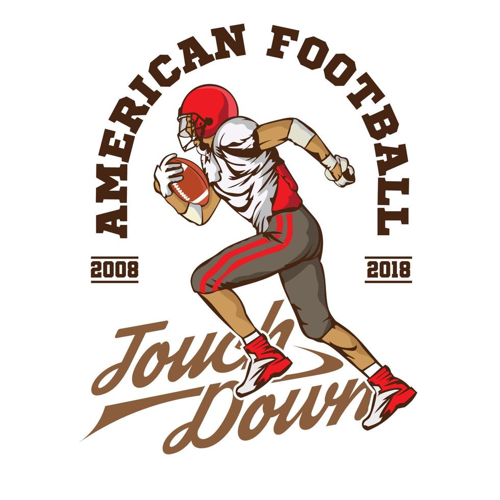 American-Football-Spieler-Vektorillustration, perfekt für T-Shirt-Design und Turnier-Wettkampf-Event-Logo-Design vektor