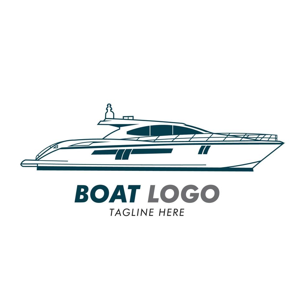 Yacht Schiff Vektor Illustration Logo Design, perfekt für Vip Club und Urlaub Urlaub Reise Logo auch T-Shirt Design