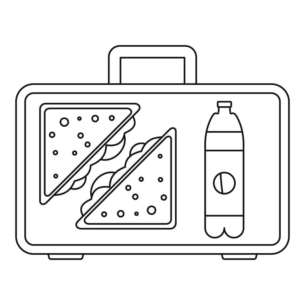 Handtaschen-Mittagessen-Symbol, Umrissstil vektor