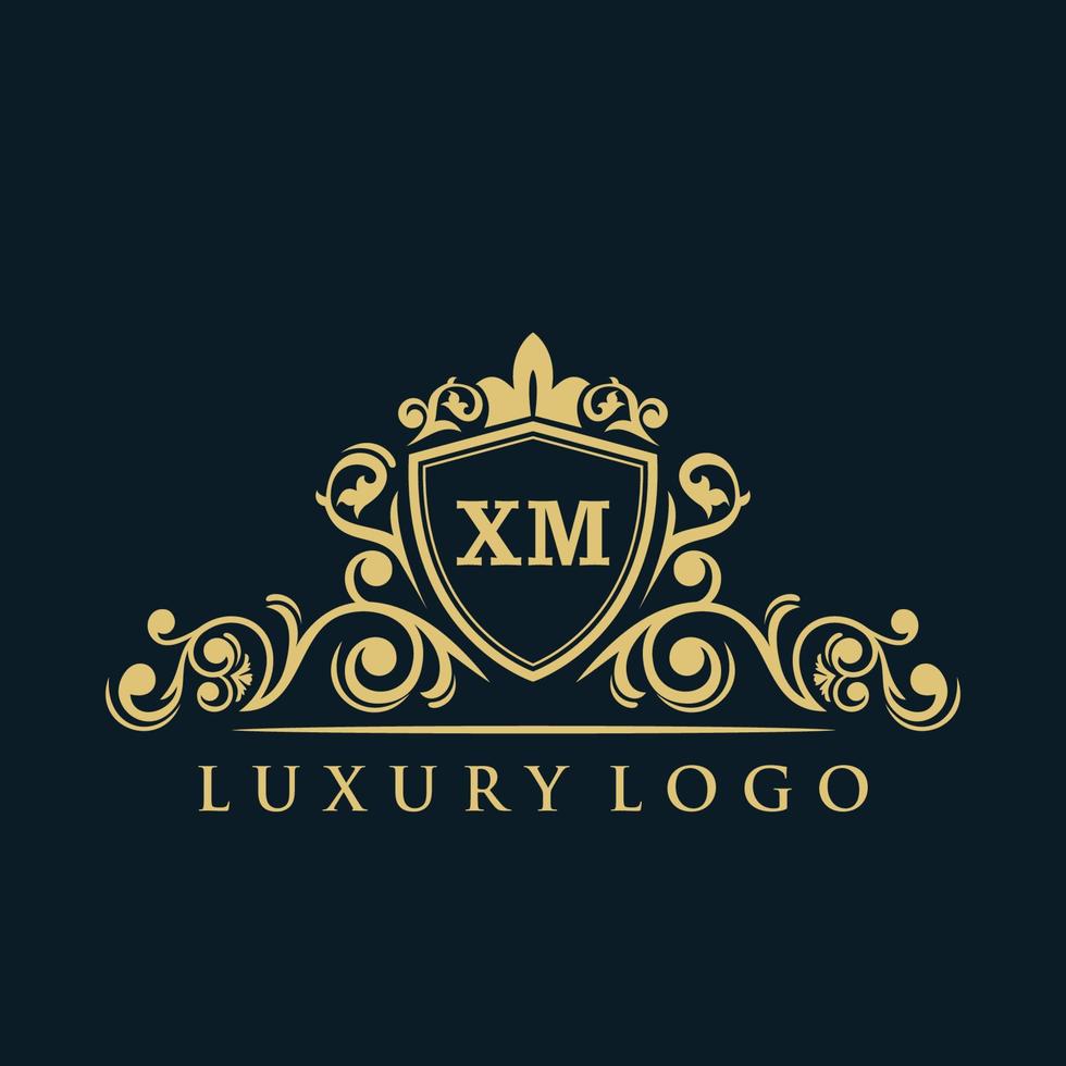 buchstabe xm logo mit luxuriösem goldschild. Eleganz-Logo-Vektorvorlage. vektor