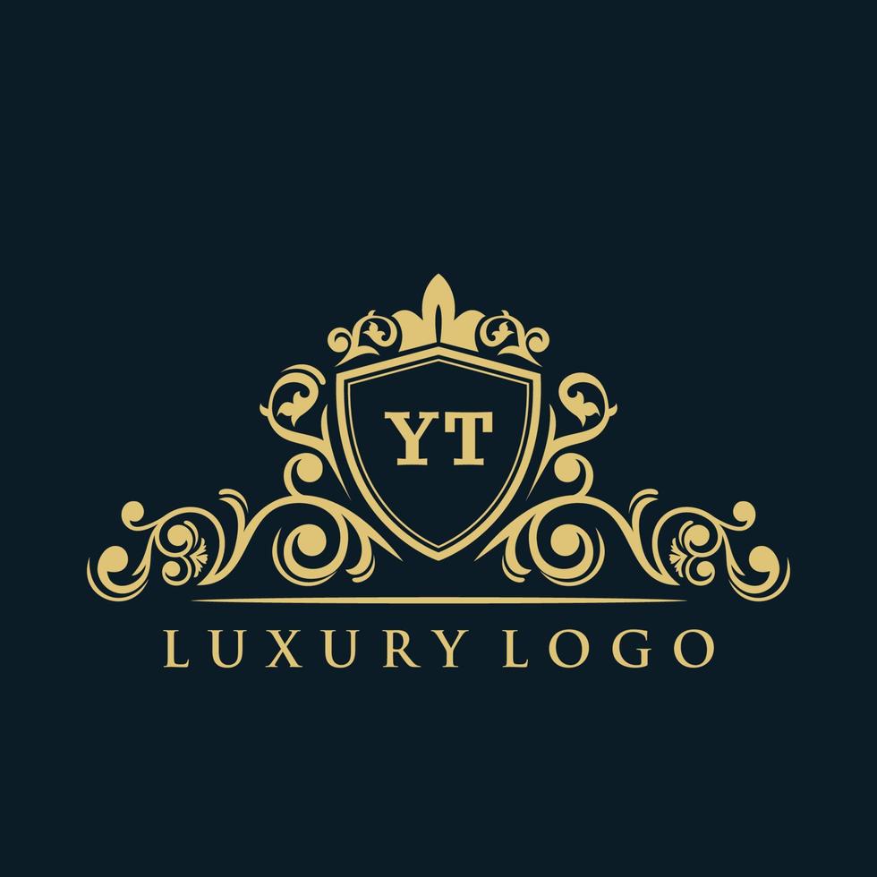 buchstabe yt logo mit luxuriösem goldschild. Eleganz-Logo-Vektorvorlage. vektor