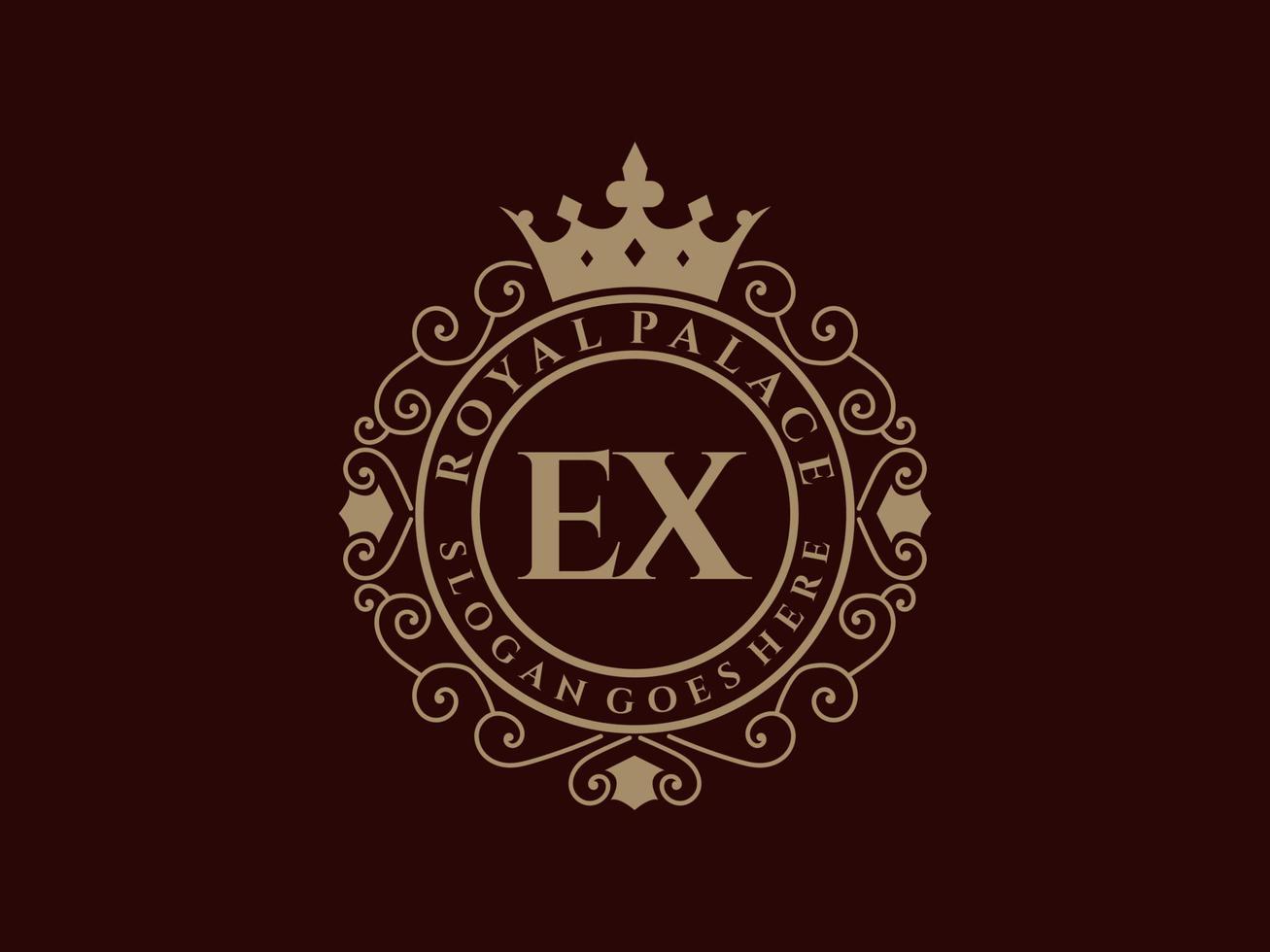 brev ex antik kunglig lyx victorian logotyp med dekorativ ram. vektor