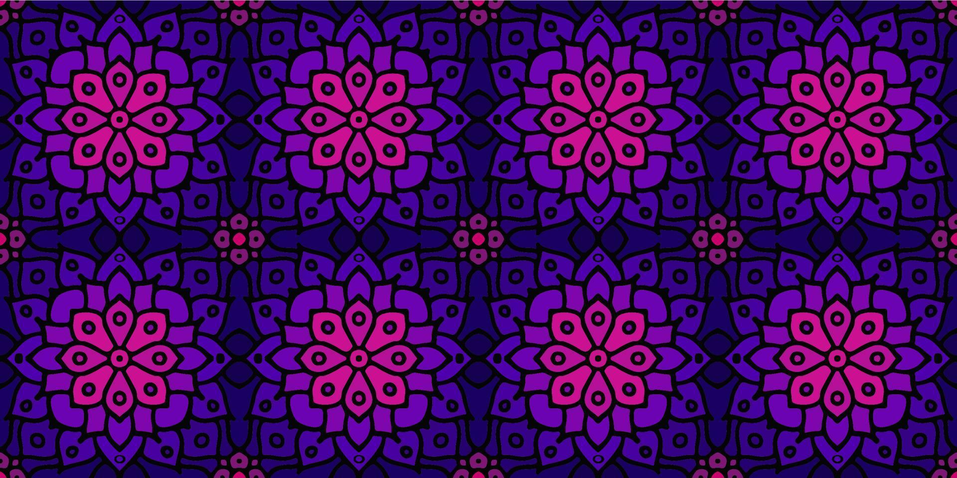 lila abstrakt sömlös mosaik- prydnad. geometrisk orientalisk blommig mönster. bohemisk sömlös orientalisk arabesk. stam- mönster vektor. vektor