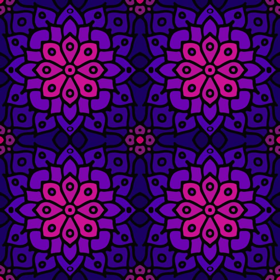 lila abstrakt sömlös mosaik- prydnad. geometrisk orientalisk blommig mönster. bohemisk sömlös orientalisk arabesk. stam- mönster vektor. vektor