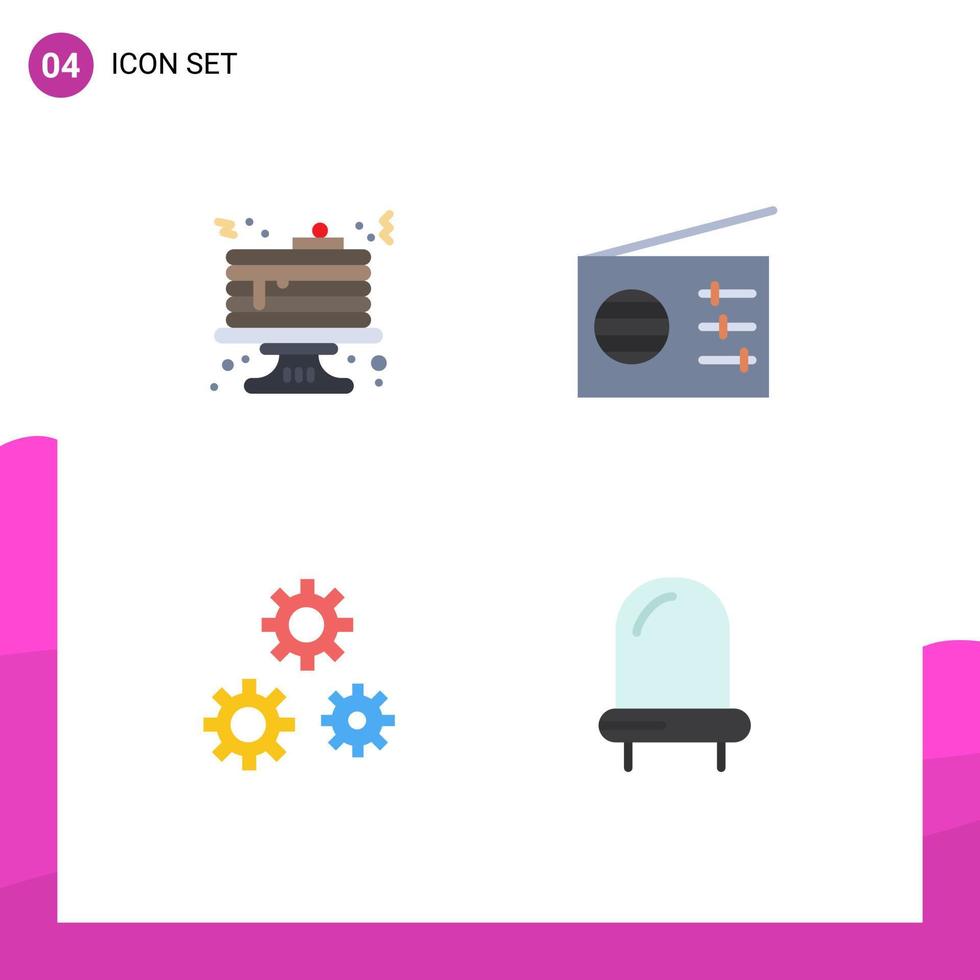 Satz von 4 modernen ui-Symbolen Symbole Zeichen für Frühstückspräferenzen Pfannkuchen-Signaldiode editierbare Vektordesign-Elemente vektor