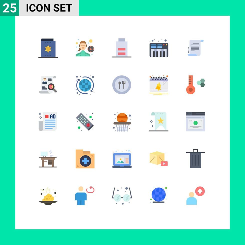 universell ikon symboler grupp av 25 modern platt färger av ny ljud spelar fotboll piano användare redigerbar vektor design element