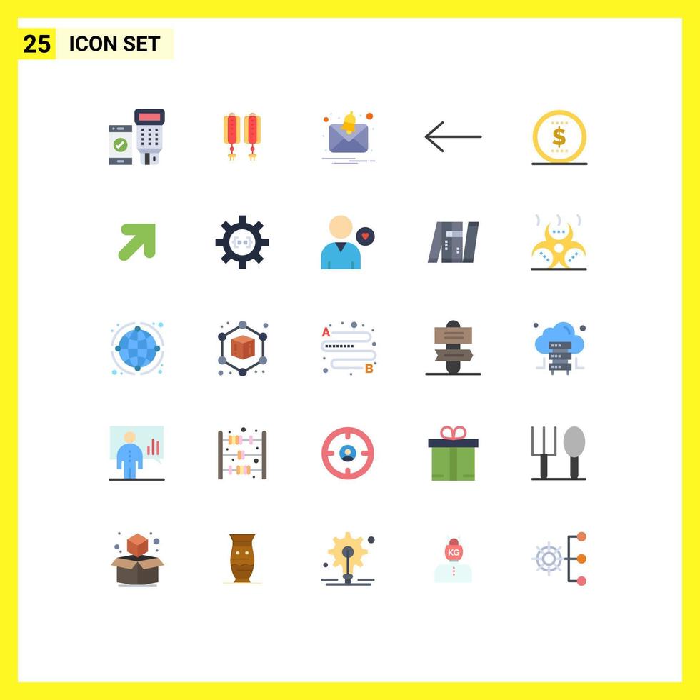 uppsättning av 25 modern ui ikoner symboler tecken för upp pris varna pengar vänster redigerbar vektor design element