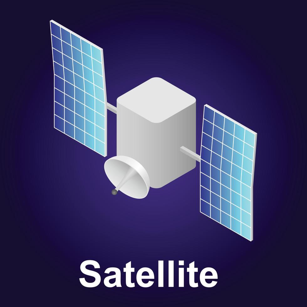 Satellitensymbol, isometrischer Stil vektor