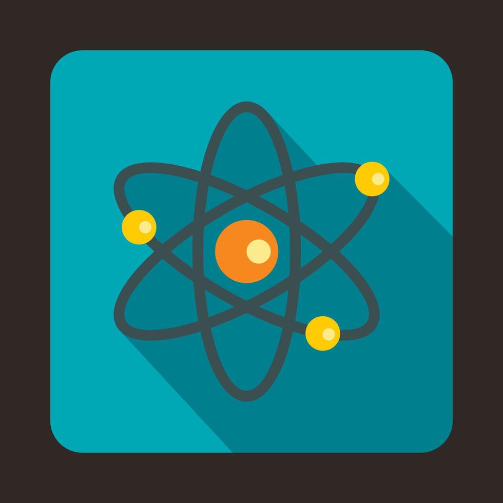 Atom mit Elektronensymbol, flacher Stil vektor
