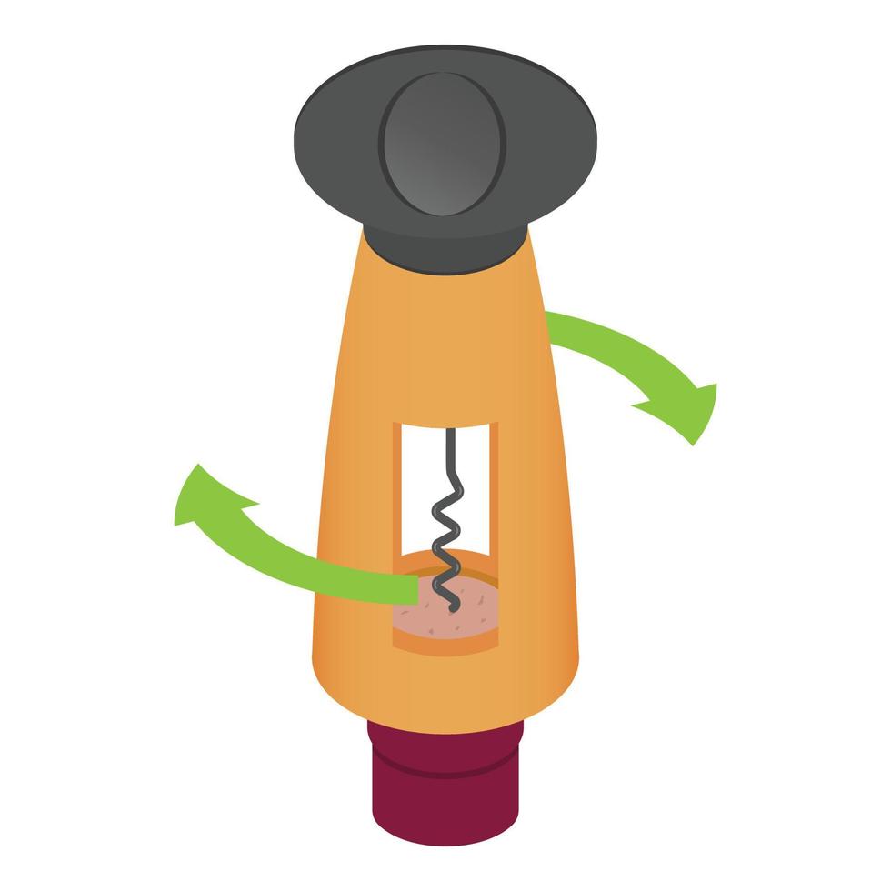 plast korkskruv ikon, isometrisk stil vektor