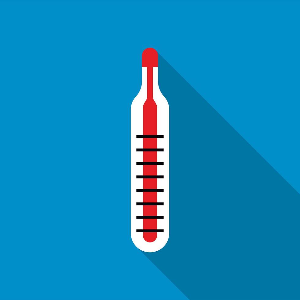 Symbol für medizinisches Quecksilberthermometer, flacher Stil vektor