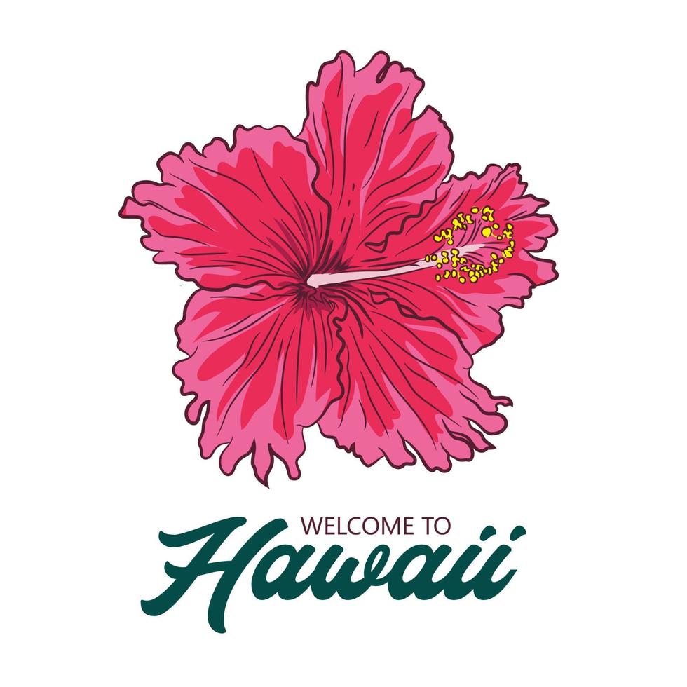 hawaii tropische blumenvektorillustration im handgezeichneten stil, perfekt für markenproduktlogo und t-shirt-design vektor