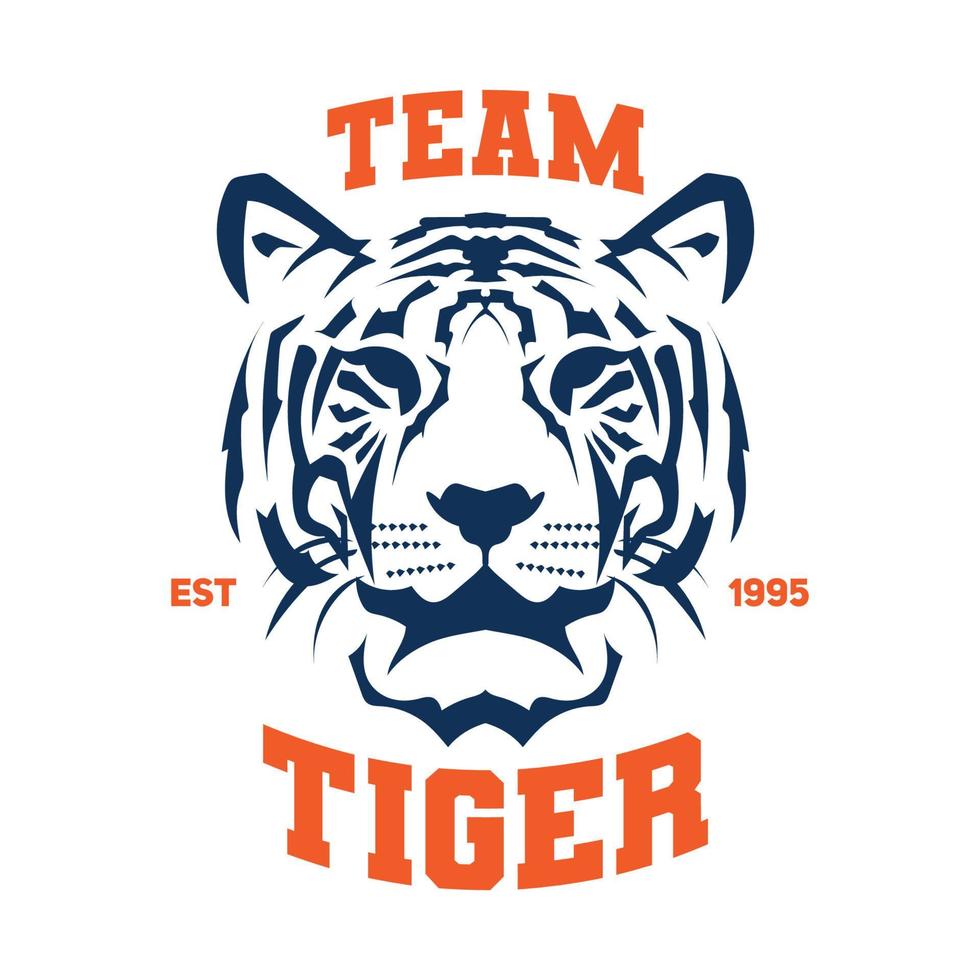 Tigergesichtsvektor-Illustrationslogodesign, perfekt für T-Shirt-Design und Sportteamlogo vektor