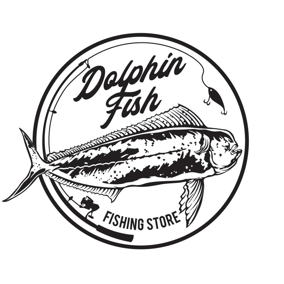 delfin fisk vektor illustration, Bra för t skjorta design och fiske klubb logotyp