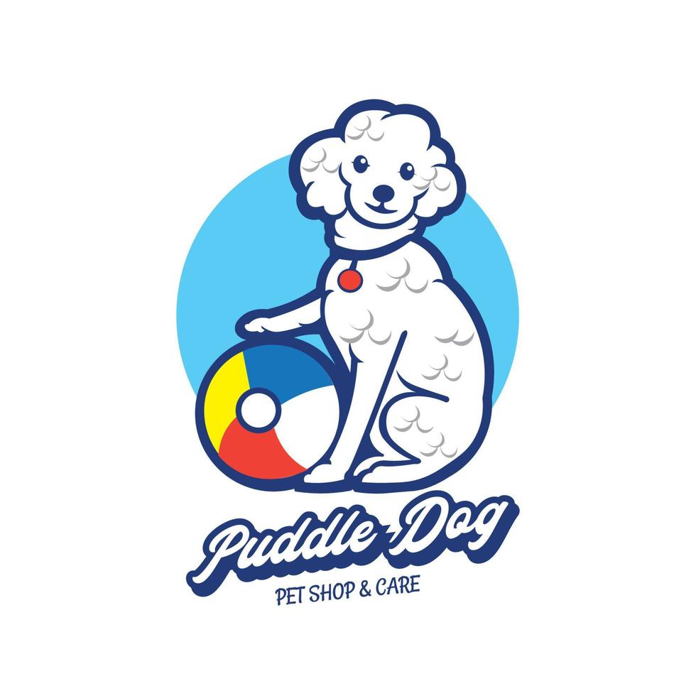 pöl hund vektor illustration med strand boll logotyp, perfekt för sällskapsdjur affär och vård logotyp design