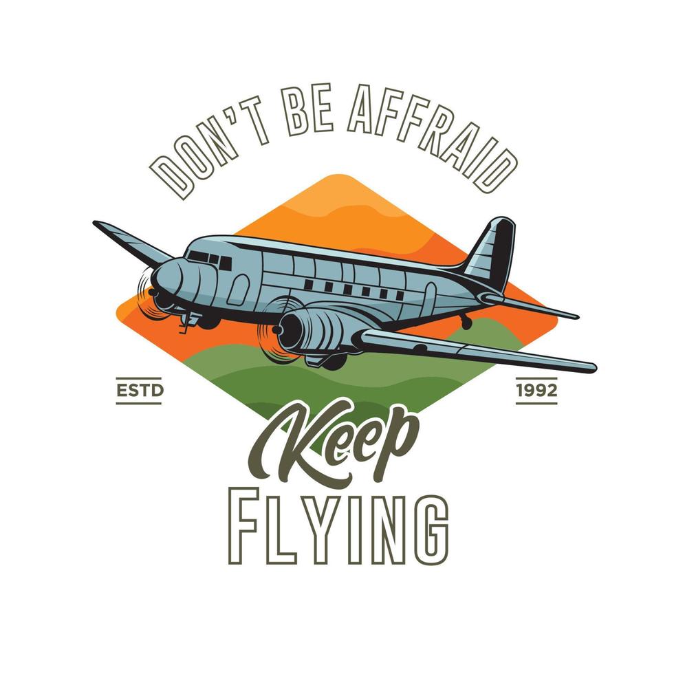 Vintage-Flugzeug-Vektor-Illustrationsdesign, perfekt für T-Shirt-Design und Logo-Design der Flugschule vektor