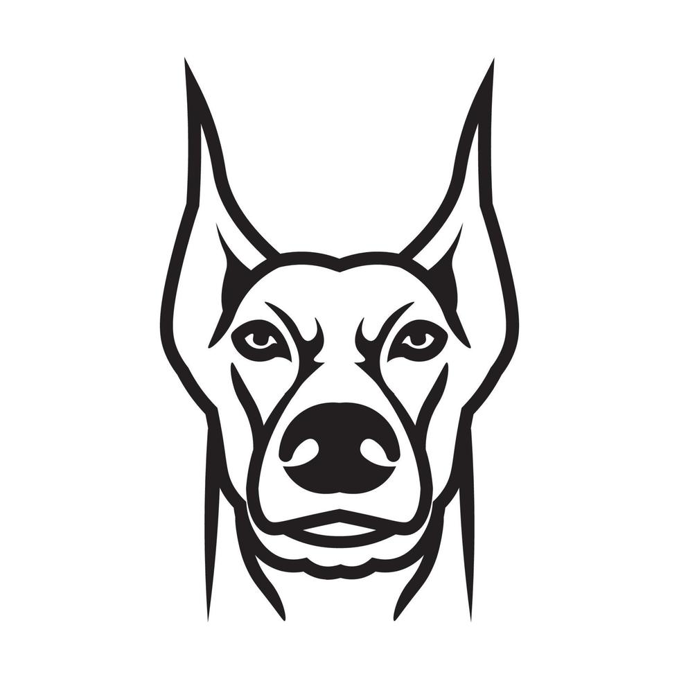 Dobermann-Hundekopf-Gesichtsvektorillustration perfekt für T-Shirt-Design, Hundetraining und Markenproduktlogo vektor