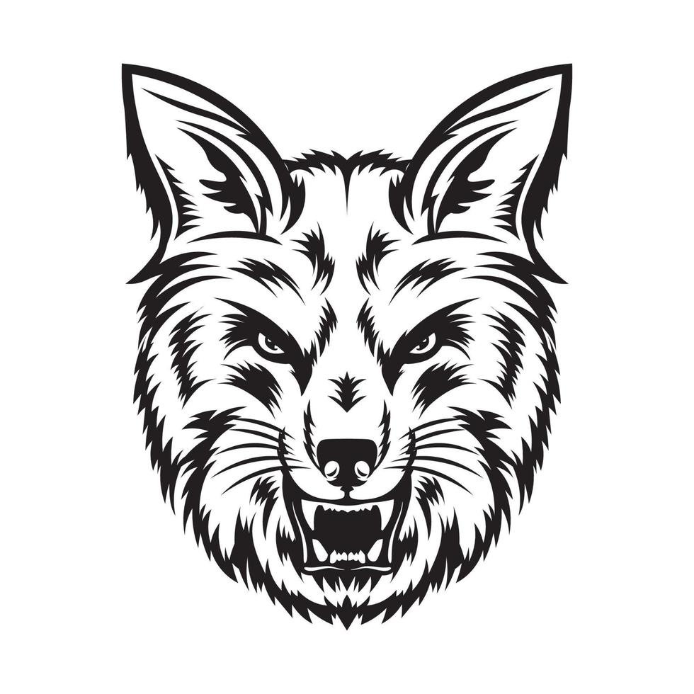 Fuchsgesichtsvektorillustration im dekorativen Stil, perfekt für Tattoo- und T-Shirt-Design vektor