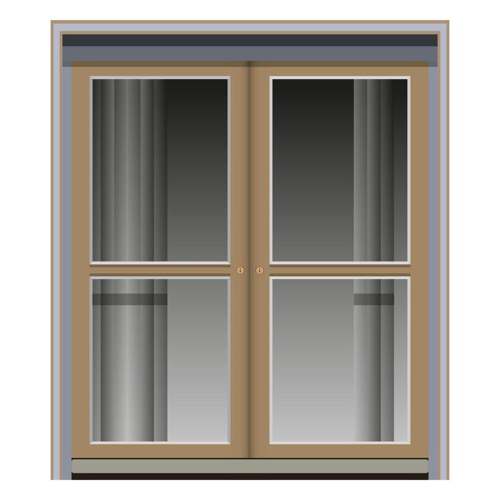 Vintage-Fenster im realistischen Stil. Holzrahmen und Jalousie. bunte Vektorillustration lokalisiert auf weißem Hintergrund. vektor